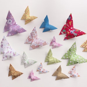 60 fleurs chiyogami impression origami papillons papier 3D papillon art mural pour décoration de mariage allée cadeau de fête d&#39;anniversaire