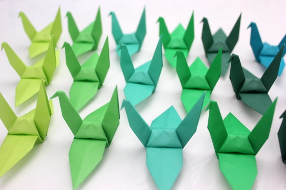 1000 Origami Kranich Große Papier Vogel Grün Schattierungen Farbe Krane Für Hochzeit Dekoration Weihnachtsgeschenk