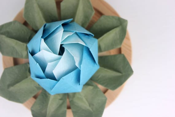 3 Origami Lotus Paper Flower Large Water Lily Handmade Colorful Shades Blossom Wedding Favors