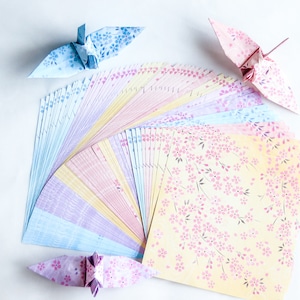 Carta Giapponese Floreale Origami Chiyogami Washi Carta - Yuzen Carta - Fiore di Ciliegio Chiyogami Carta - 15x15cm - 4 Modelli 60 Fogli Confezioni
