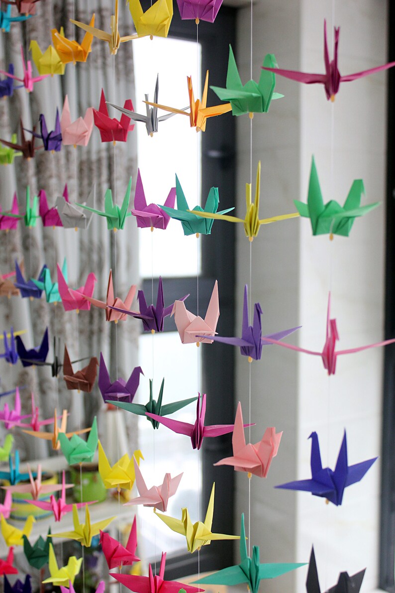 Origami Crane Garland: 200 Mixed Color Paper Birds Wedding Backdrop - Etsy
