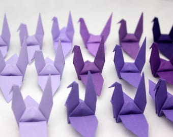 1000 Origami Crane Large Paper Bird Purple Shades Color Cranes for Wedding Decoration Holiday Gift