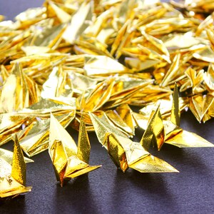 1000 Origami metallisch glänzenden Papier Kran Gold Silber Folie Vögel Kraniche aus Papier für Hochzeit Dekoration Hintergrund Strang Mobile