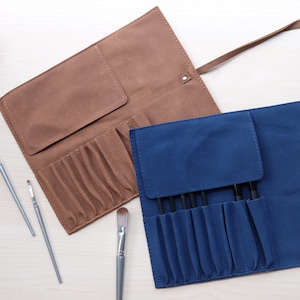 Personalized Makeup Brush Roll: 10-Slot PU Leather Organizer