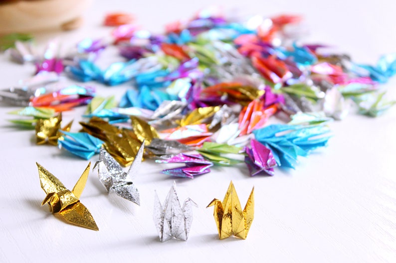 VENTA 60 Origami Metalizado Papel Crane Oro Plata Mezcla Etsy España