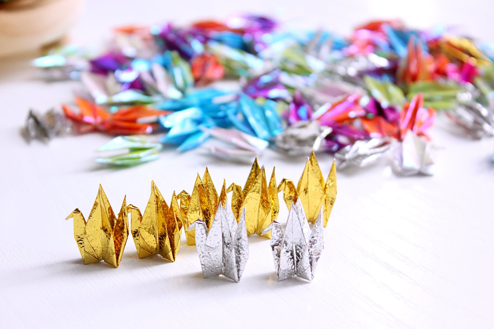VENTA 60 Origami Metalizado Papel Crane Oro Plata Mezcla Etsy España