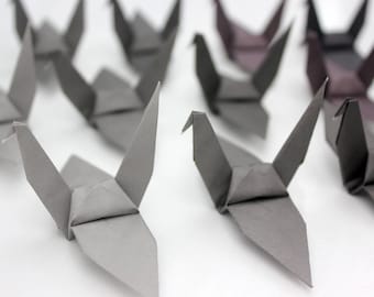 1000 Gray Origami Cranes: Paper Bird Wedding Decor