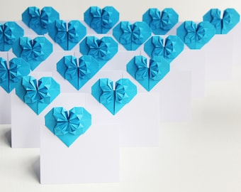 50 Blank Origami Hearts Guest Cards Place Escort Cards Place Card Holders 3D Paper Heart Wedding Invitations Decoration