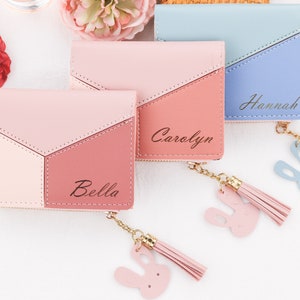 Personalisierte Damen Leder Kartenhalter Individueller Name Geldbörse Gravierte Initial Brieftasche Monogramm Kartenetui Damen Kartenhalter Geschenk für ihre Mutter