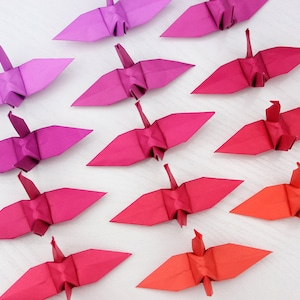 100 Origami Crane Paper Rose-Red Shades Color Cranes for Wedding Decoration Birthday Party Gift