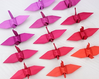 100, grue origami papier Rose-rouge les tons couleur grues pour décoration de mariage anniversaire fête cadeau