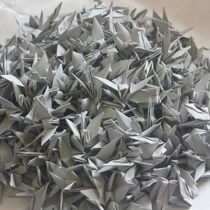 100 Gray Origami Cranes: Chiyogami Paper Wedding Decor