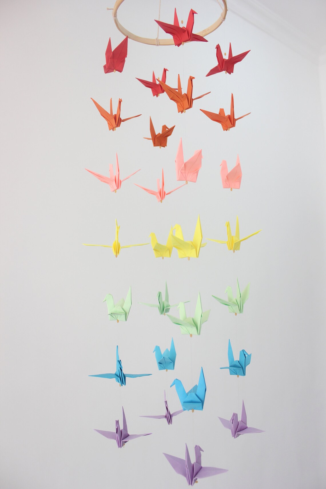 Baby Crib Mobile Origami Crane Multi Rainbow Colour Wheel Mobile Origami Bird Children Kid Decor
