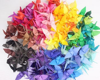 1000 Origami Crane Large Paper Bird Multi Shades Color Cranes for Wedding Decoration Holiday Gift Mixed Colors