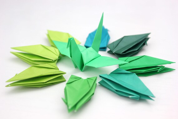 1000 Origami Kranich Große Papier Vogel Grün Schattierungen Farbe Krane Für Hochzeit Dekoration Weihnachtsgeschenk