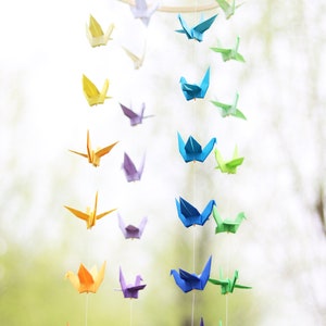 Origami Crane Baby Mobile: Rainbow Nursery Decor