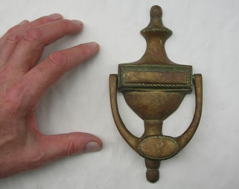 Old Vintage Classical Style Door Knocker in Tarnished & Patinated Brass (19 x 9.5 cm) No Bolts