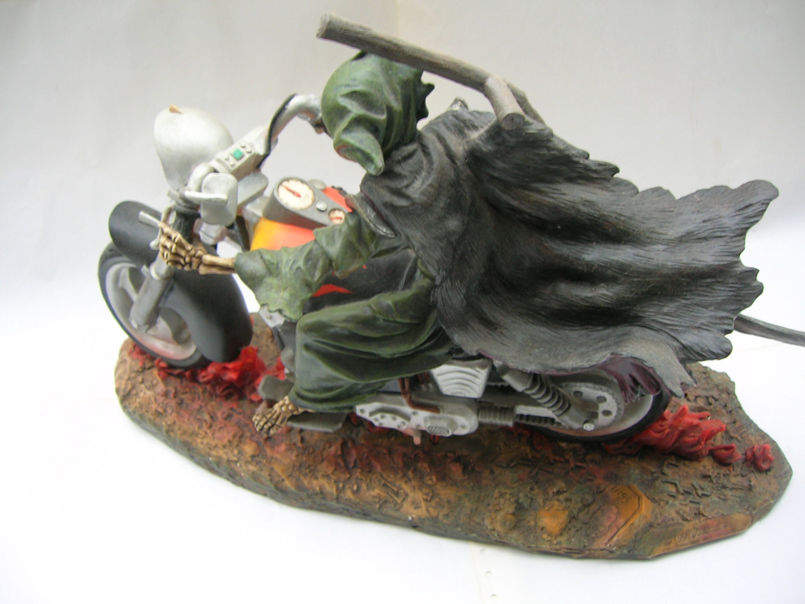 Vintage Grim Reaper, Death, on a Motorbike - Solid Resin