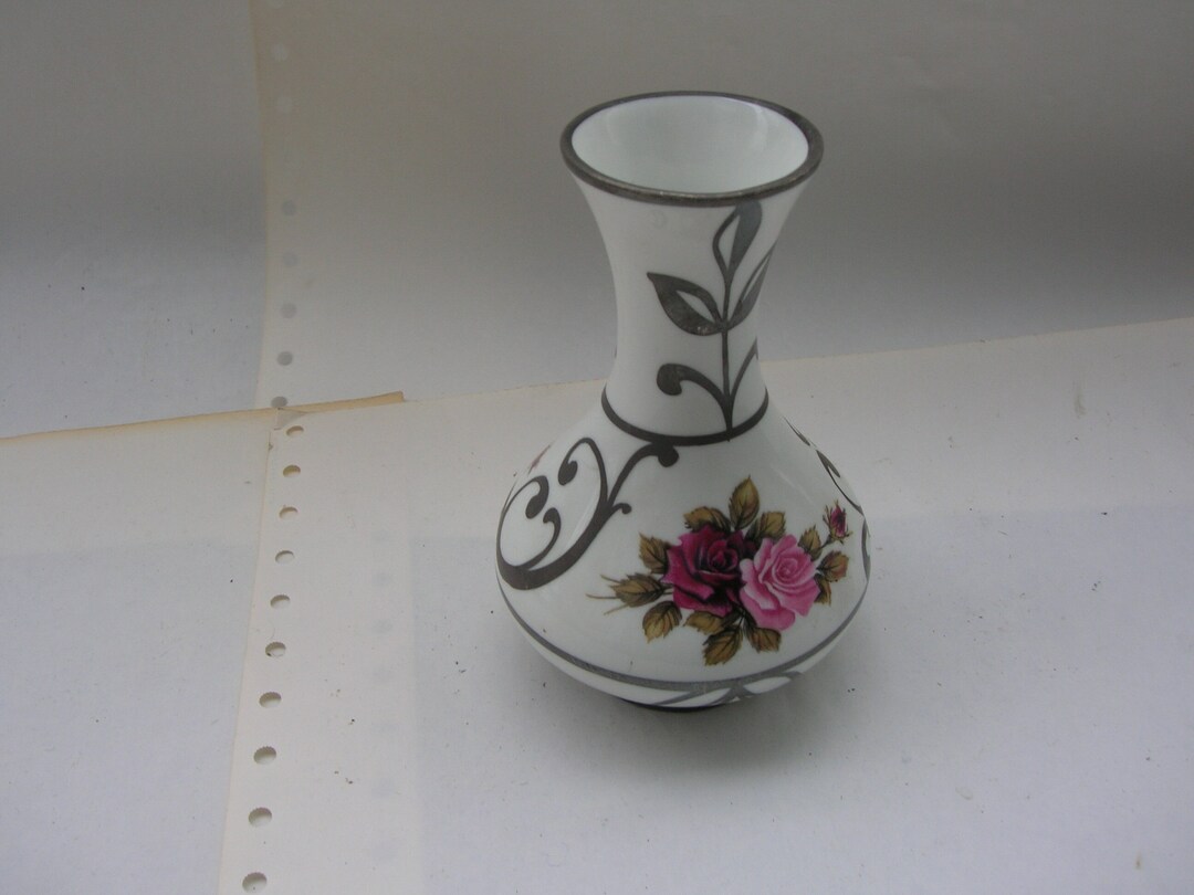 Vintage Miniature Bud Vase With Rose Design by Artlyns 10 Cm or 4 Tall Etsy UK