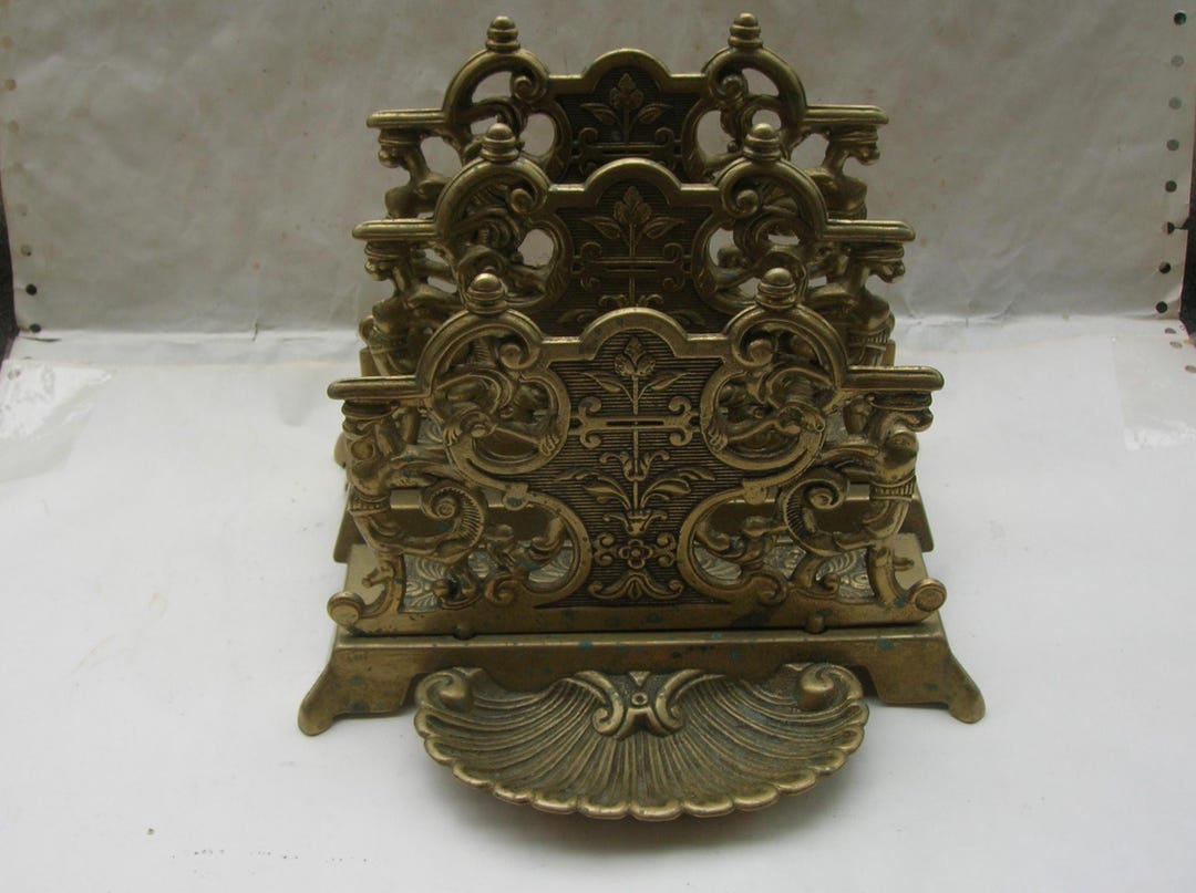 Ornate Letter Rack With Floral Designs, Italian Style, in Vintage Brass ...