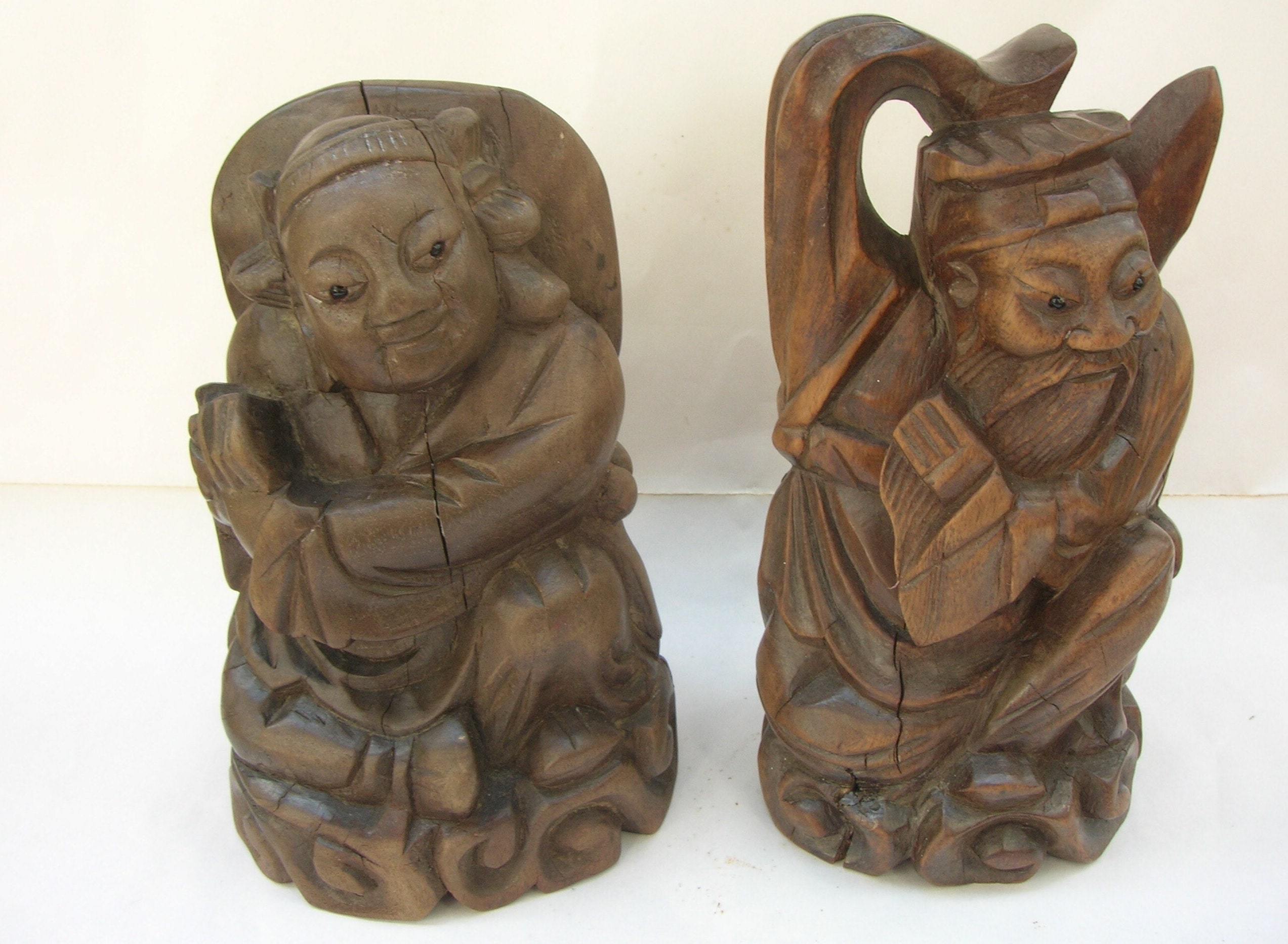 2719 時代物 人物 仙人青獅像 古美術 置物