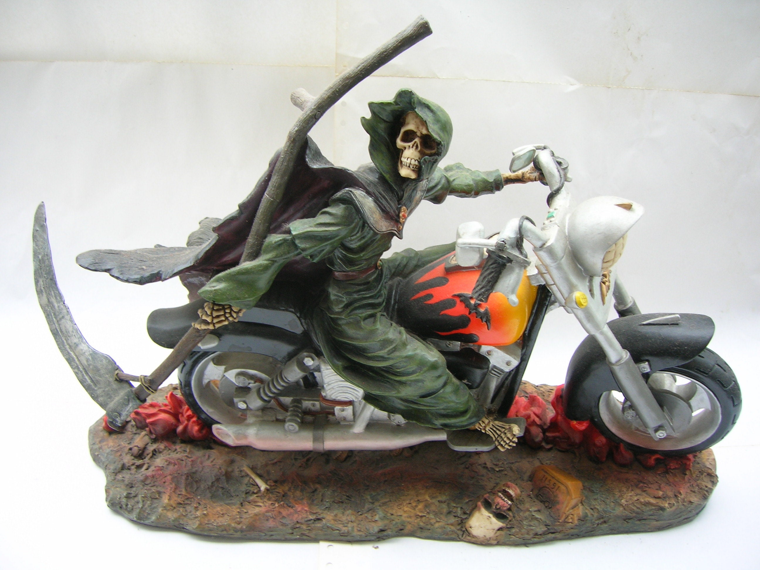 Vintage Grim Reaper, Death, on a Motorbike - Solid Resin