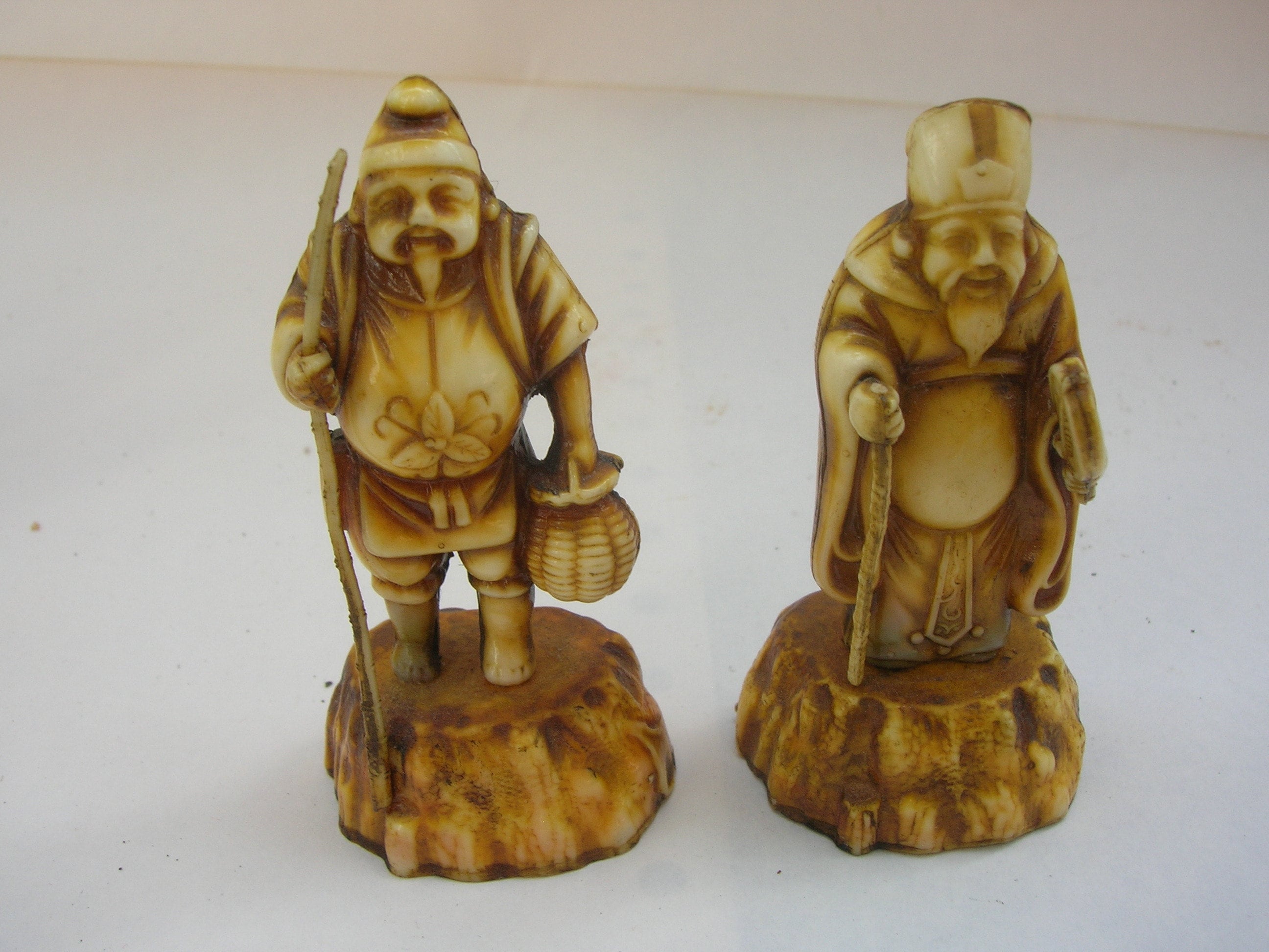 Complete Set of Seven Lucky Gods, Celluloid Plastic, Vintage