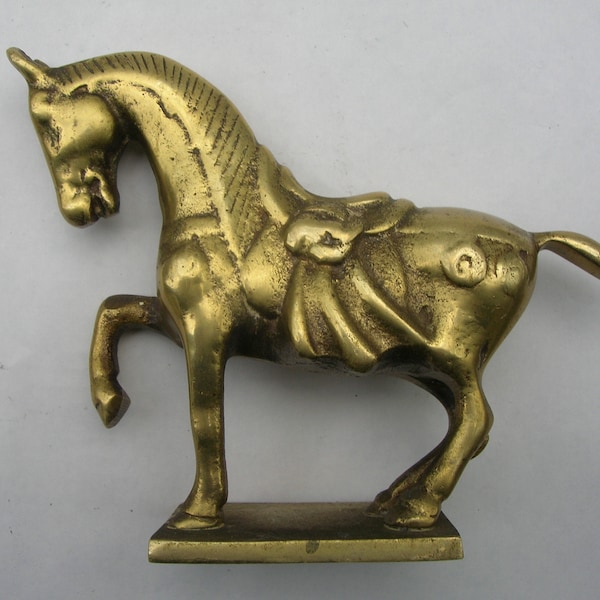 Vintage Brass Caparisoned Horse on Stand (11.5 cm tall, 15.5 cm long)