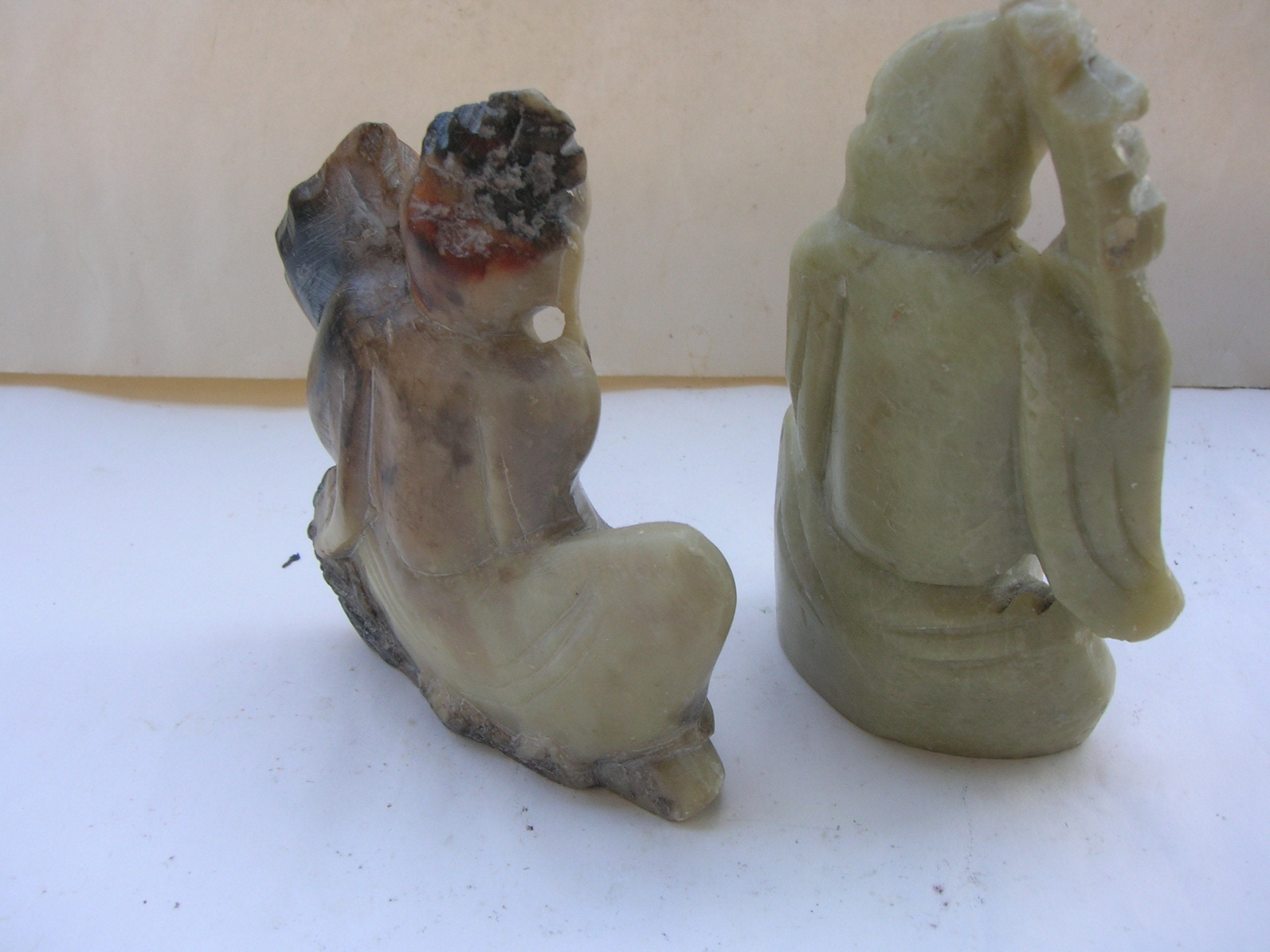 2 X Small Vintage Soapstone Chinese Immortals or Sages, Hand