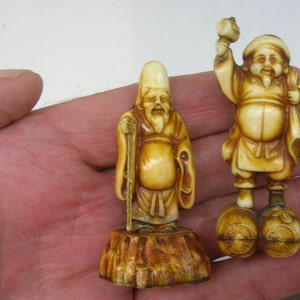 Complete Set of Seven Lucky Gods, Celluloid Plastic, Vintage