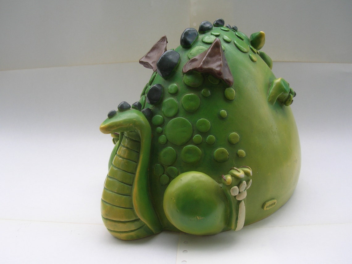 Vintage P Chiari Dragon Money Box Piggy Bank in Hollow Etsy