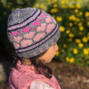 Knitting Pattern | Fair Isle Hearts Hat Pattern, Hearts Beanie Pattern, Knit Hearts Beanie for child