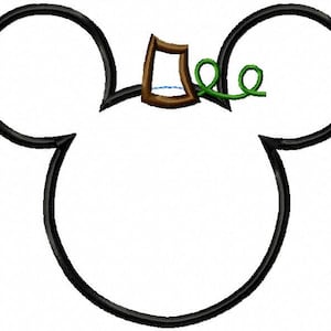 Mouse ears with pumpkin stem applique design download - 2 sizes - 5x7 and 6x10