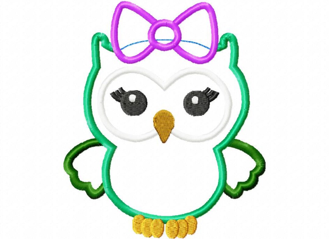 Baby Girl Owl Applique Design Download - 5x7 Hoop Size - Etsy