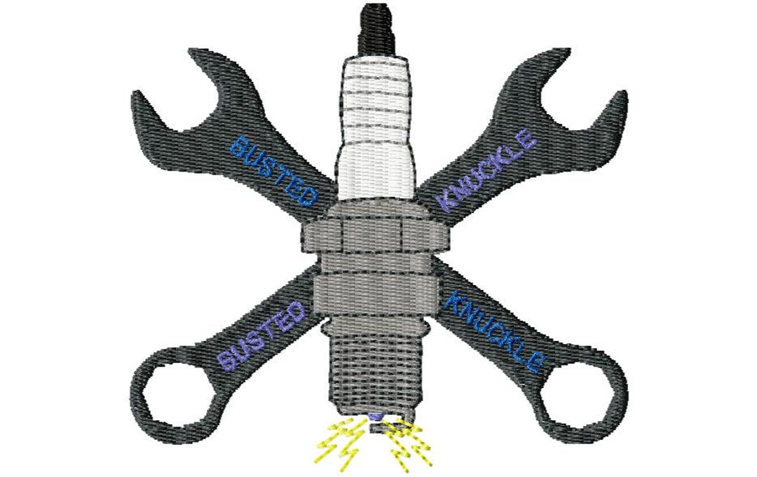 Fill Stitch Busted Knuckle Spark Plug and Wrenches Mechanic Etsy