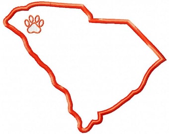 State of South Carolina applique tiger print embroidery design download - 5x7 hoop size