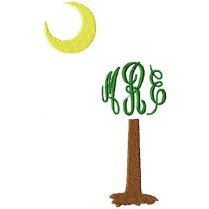 Monogram South Carolina palmetto with crescent moon design download 4x4 and 5x7