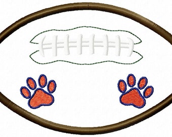 Football applique with paw prints design download 5x7 only