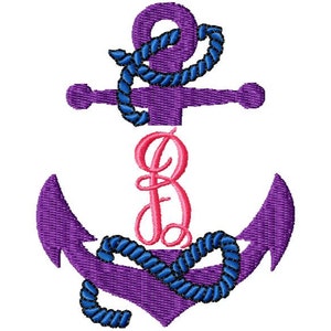 Fill split anchor monogram with rope embroidery design download - for 4x4 hoop size only