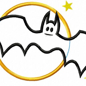 Halloween bat and moon applique design download 5x7 and 6x10 hoop size