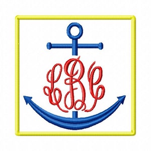 Split monogram anchor inside box applique design download - 4x4 and 5x7 hoop sizes
