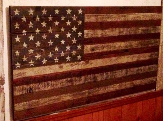 American Flag Made From Reclaimed Barn Wood Etsy