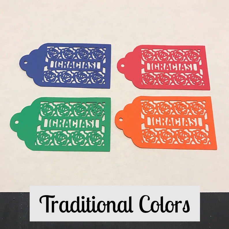 Spanish Papel Picado Cardstock Tags Gracias Tags present Etsy
