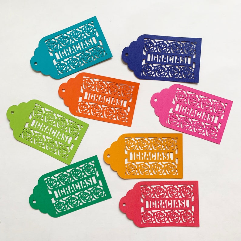 Spanish Papel Picado Cardstock Tags Gracias Tags 60 cents Etsy