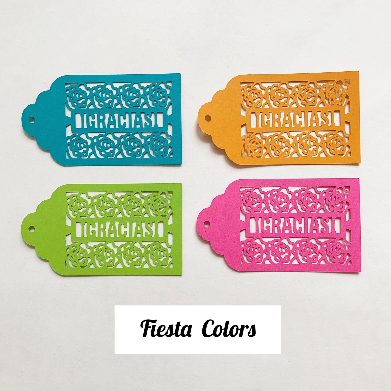 Spanish Papel Picado Cardstock Tags Gracias Tags present Etsy