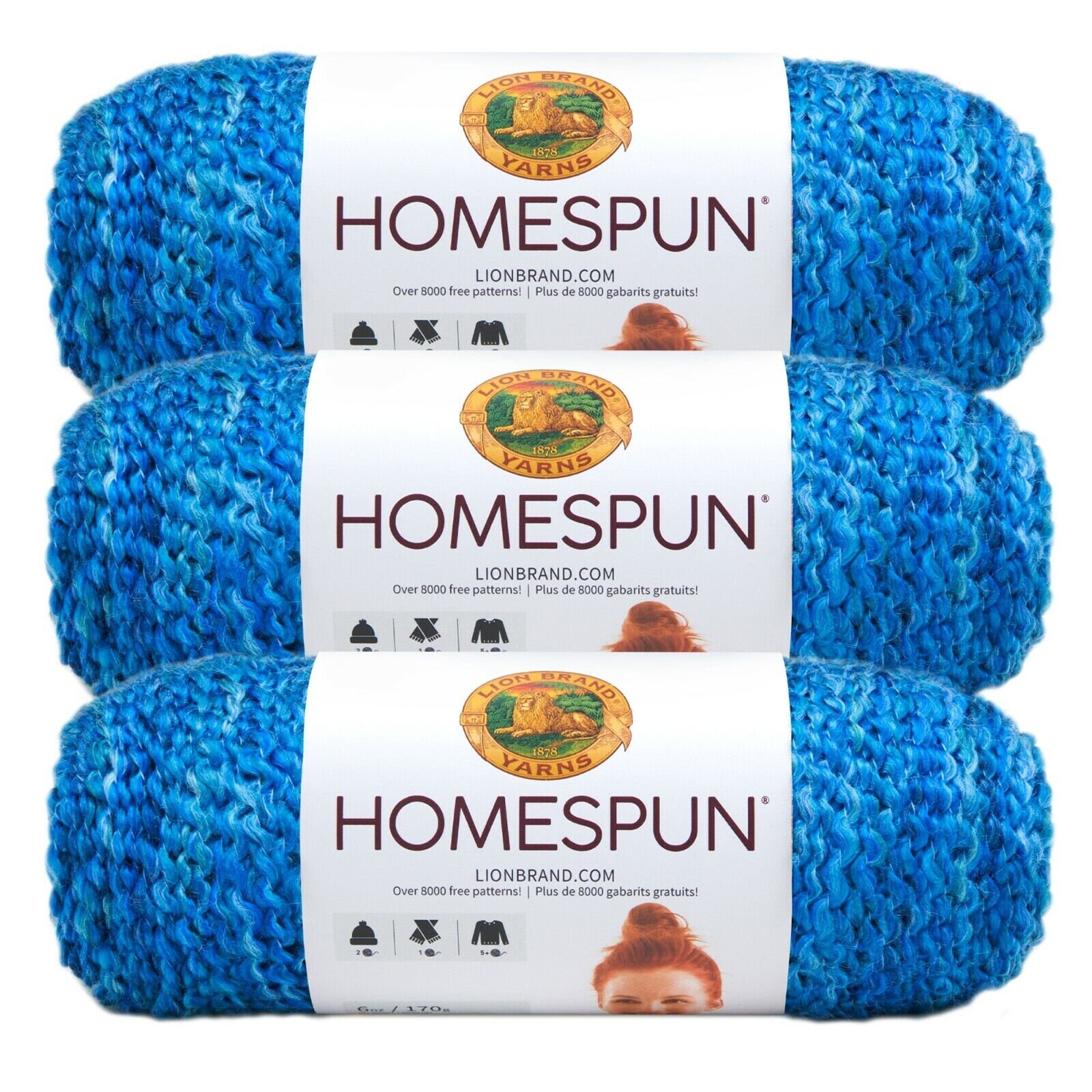 Lion Brand Homespun 324 blue Ridge Yarn 2 Skeins 