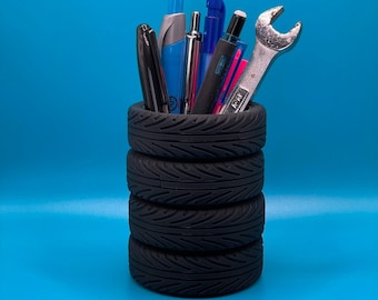 Tire Stack Pen Holder | Pencil Cup | Car Guy | Mechanic | Desk Organizer | Fathers Day Gift