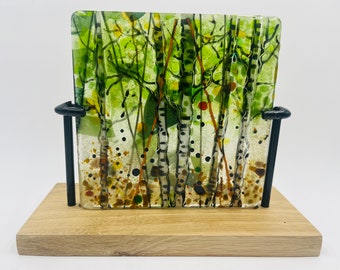 Fused Glass Birch Tree Wood Forest Sculpture Sun Catcher Decoration