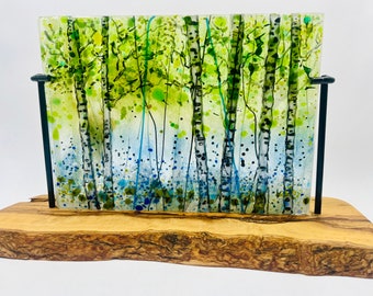 Fused Glass Bluebell Wood Forest Sculpture Decoration
