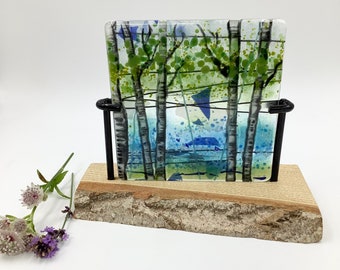 Fused Glass Bluebell Wood Forest Sculpture Sun Catcher Decoration